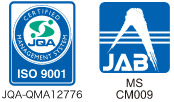 ISO9001認証マーク及びJAB認定シンボル